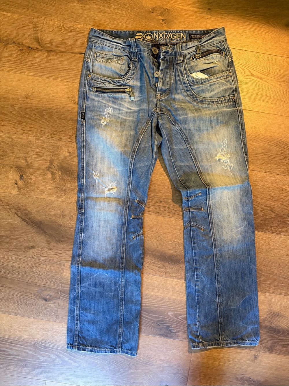 Distressed Blue Straight Men’s Jeans NXTGEN 34/32